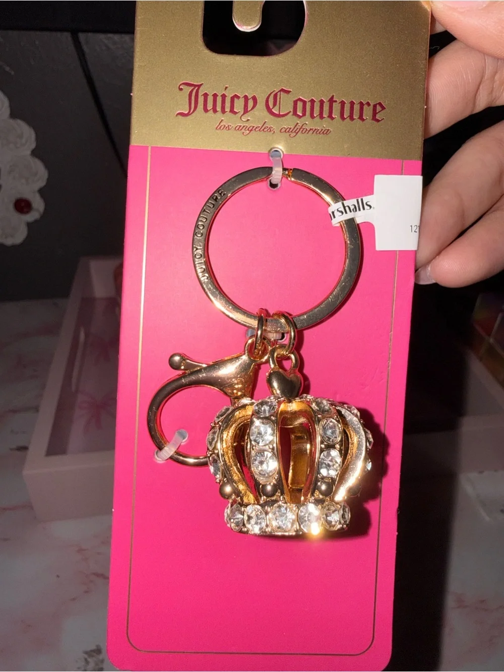 Juicy Couture Gold-Tone Crown Key & Bag Charm with Crystals
